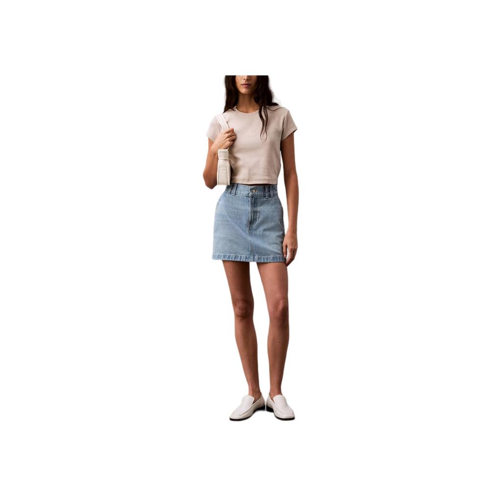 Calvin Klein Soft Breathable Fitted Crew Neck Short Sleeve T-Shirt Women Tops Gray 47AB802-230
