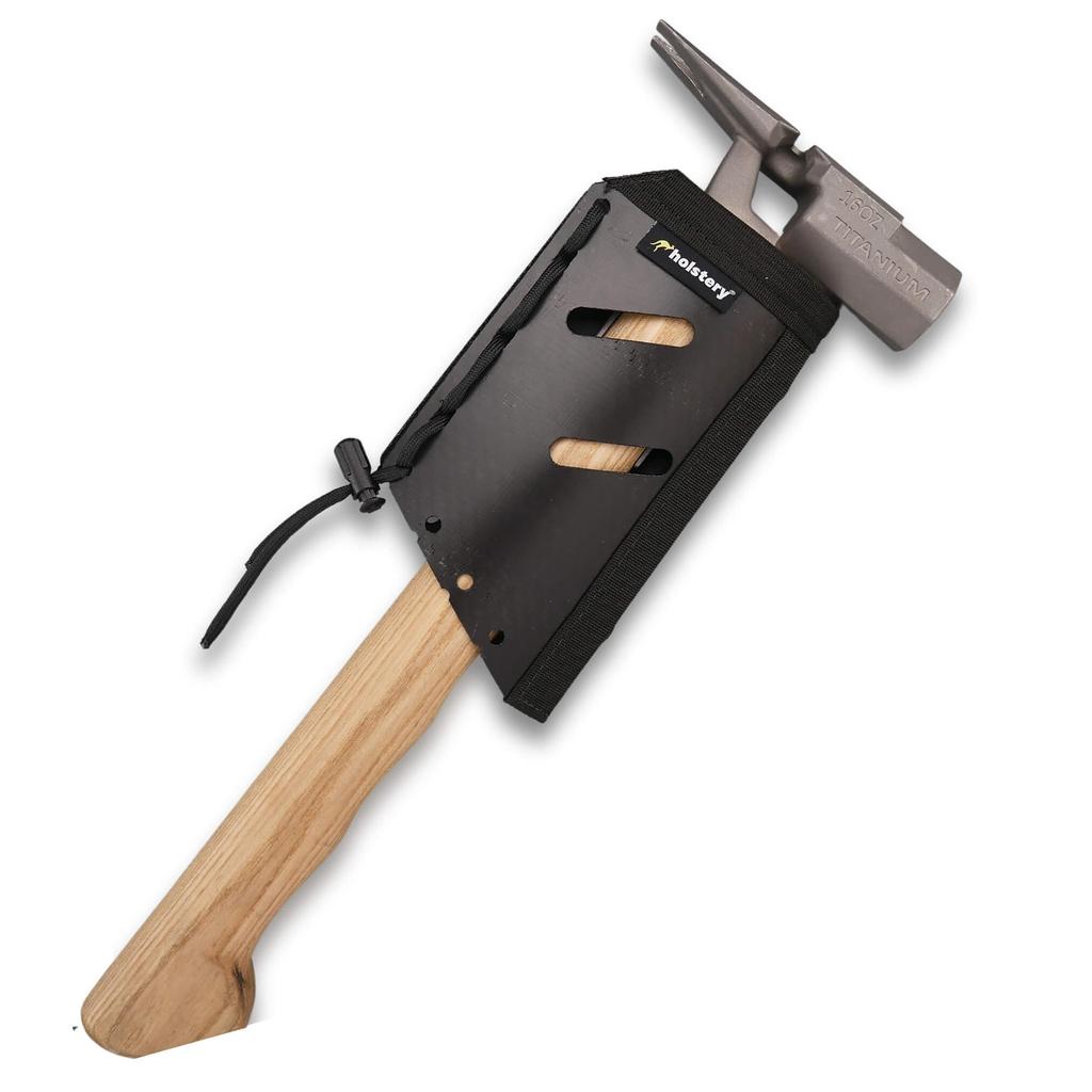 Jolly Roger Hammer and Tool Holster Adjustable Tool Belt Holster for Flat Bar Clip-on - Hammer, Hatchet, Mallet, Pliers, Square, Screwdriver, (Right