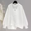 Plus Size Women Autumn Winter Hoodie Oversized Loose Casual Irregular Sweatshirt Black White Tops Pullover