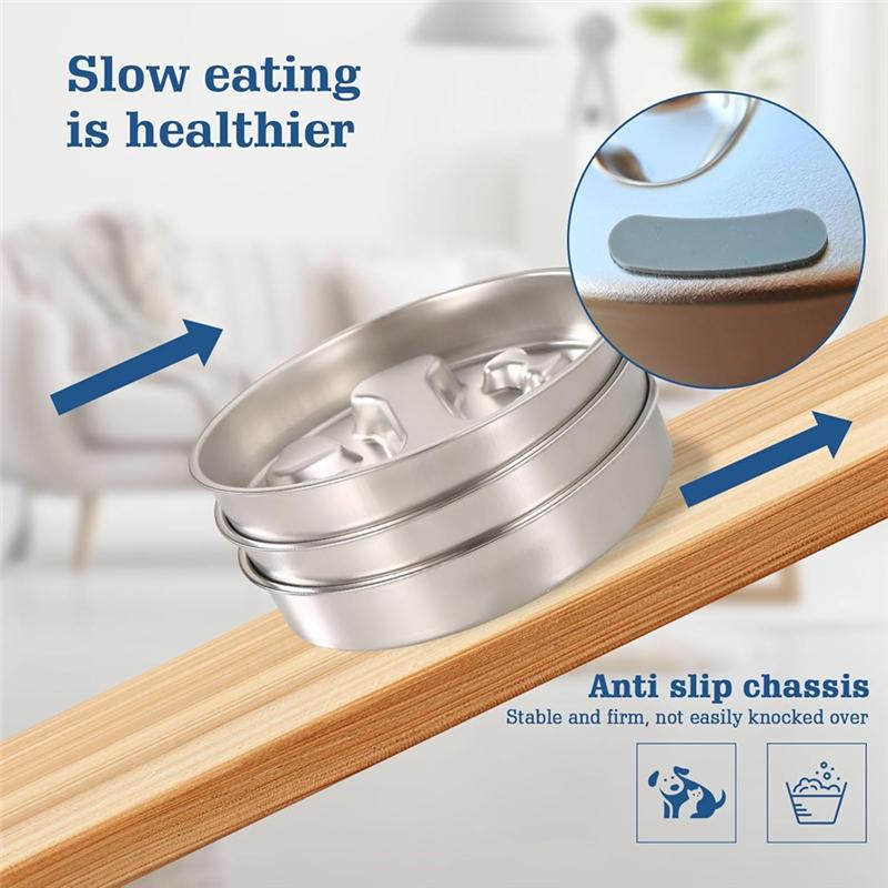 

AS60-Stainless Steel Dog Bowls - Non-Slip Metal Dog Bowl For Large & Medium Breeds, Puppy Puzzle Feeder Food Dish