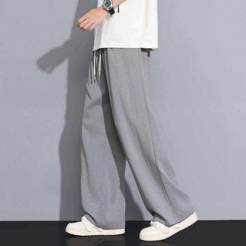 Pantalon Casual Droit à Séchage Rapide en Soie Glacée pour Homme