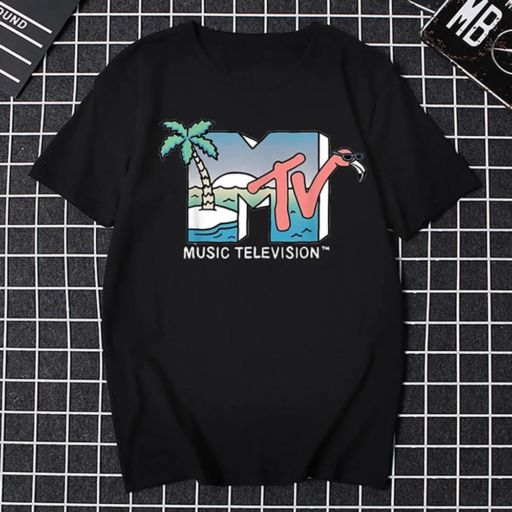 JRJZ Men's T-Shirt Mtv Retro Casual Cotton T-Shirt Retro Shirt Pop Music Tv Culture Bands Oversized Tops Men's Clothing #913091