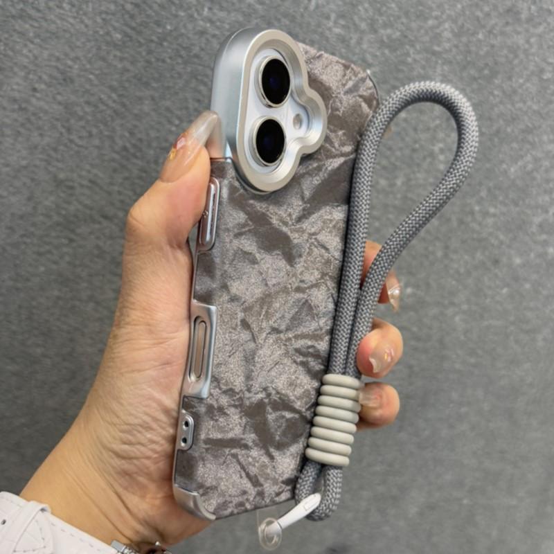 Luxury Ins Velvet Fashion Case For iPhone 16 Plus 15 14 13 12 Pro Max 11 Shockproof Silk Flannel Partern Cloth Hand Strap Cover