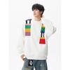 Unisex Patchwork Regenbogen Hoodie: Lässiger lockerer Rundhals-Pullover für Frühling & Herbst