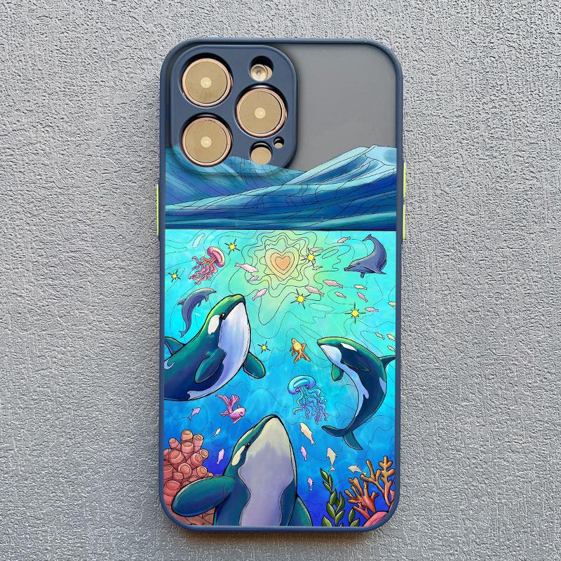 Ocean Animal Cute Dolphin Phone Case For iPhone 15 14 16 Pro Max 7 8 Plus 11 12 13 Pro Max Mini SE2 X XR XS Shockproof Covers