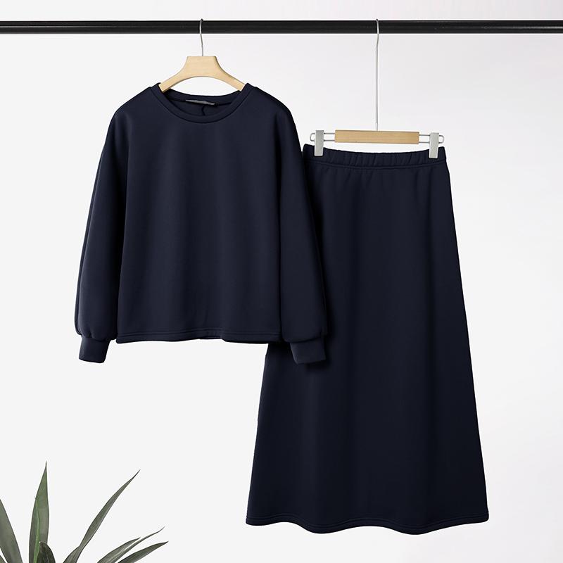 ZANZEA Damen Langarm Sweatshirts und Lange Röcke Herbst Zweiteilige Anzugsets