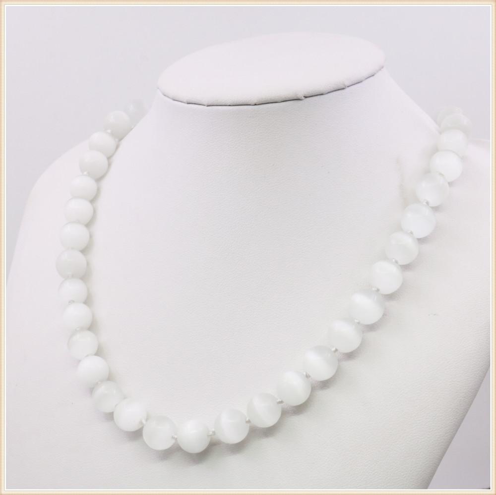 Collana con pietra occhio di gatto rosa opale messicano rotondo da 10 mm Collana con catena in corda fatta a mano Gioielli fai da te Affascinante naturale AAA (Ordine minimo 1)