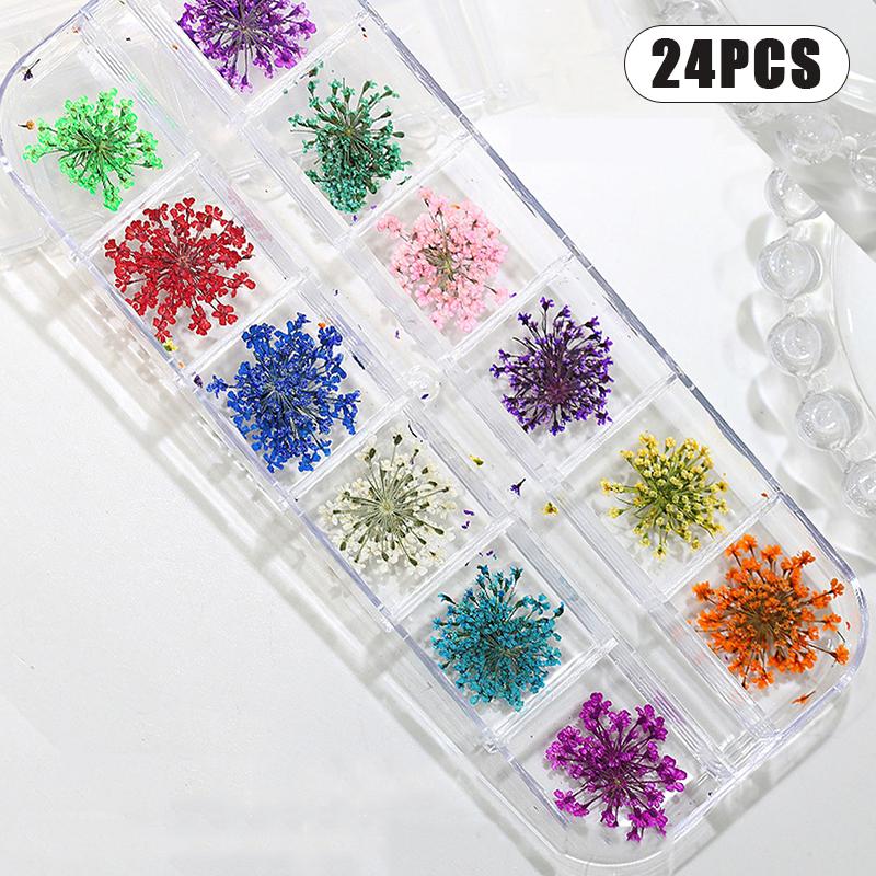 Flower Nail Art Decoration Real Mini Dried Blossom Natural Floral Stickers Nail Charms Diy Manicure Nails Accessories Home Salon
