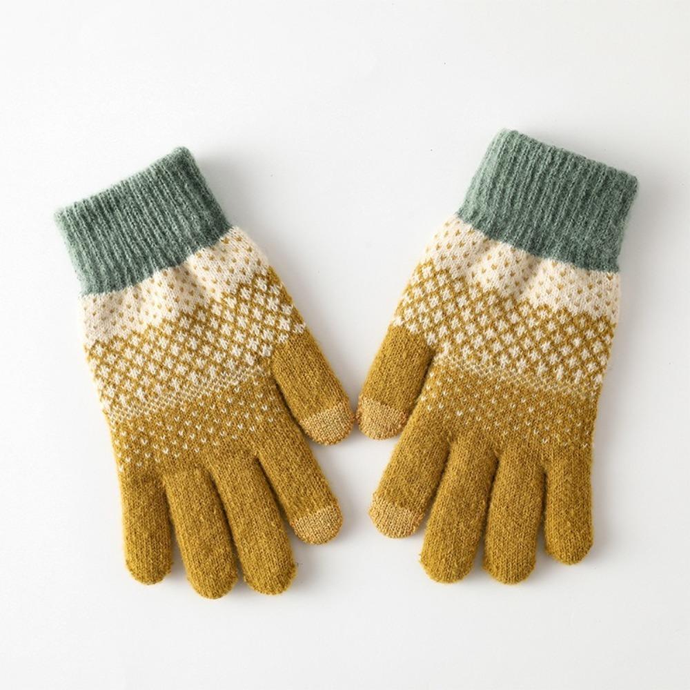 Thickened Touch Screen Gloves Windproof Wool Gloves Fashion Winter Knitted Gloves for Men Women