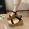 Sandals for Women's Large Size Summer New Style Sponge Cake Heel Thick-soled Sandals Waterproof Platform Suede Women's Sandals