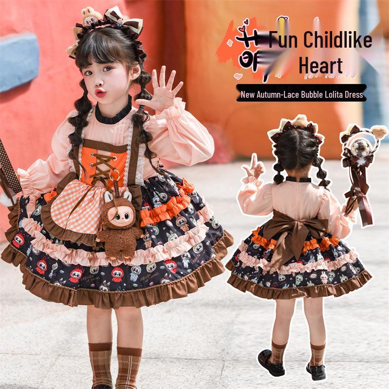 Dívčí síťované lolita šaty 2025: Podzimní/Zimní Móda Narozeninová Nadýchaná Sukně
