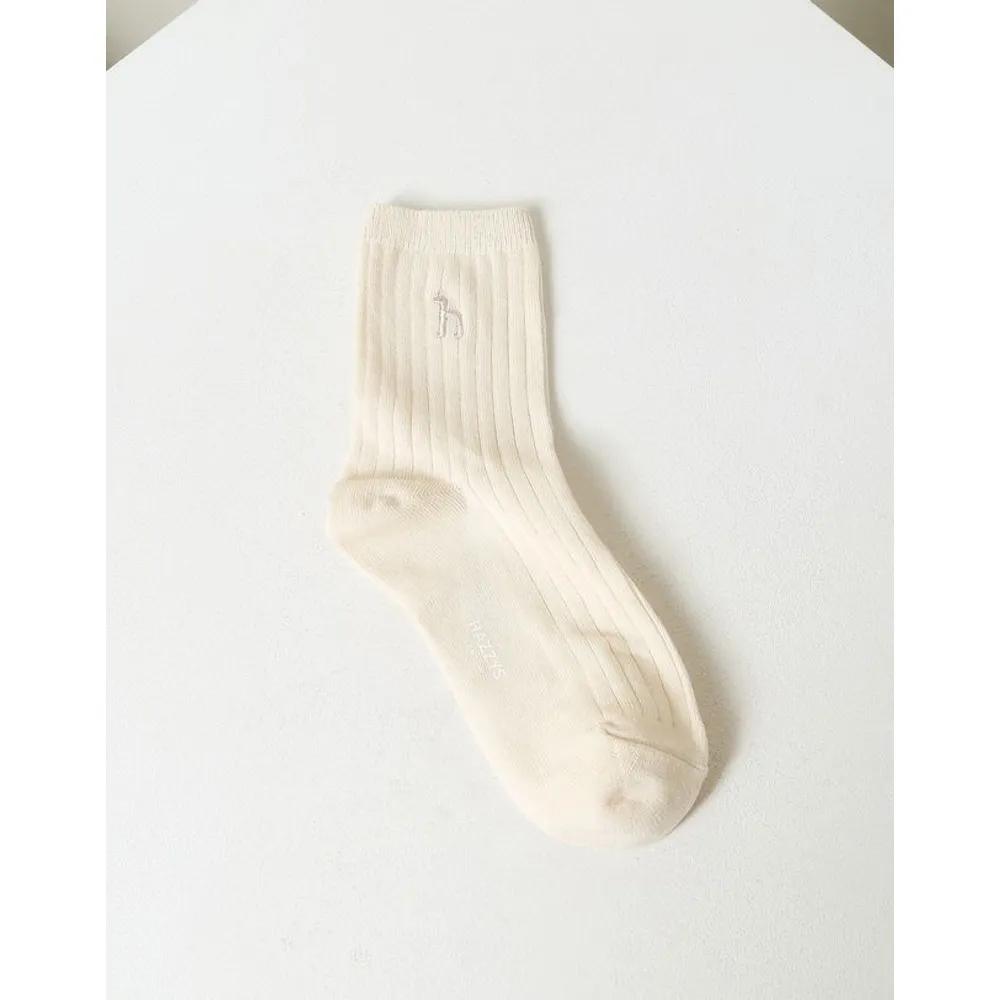 [26SS] Gray Solid Cotton Blend Mid-calf Socks 3-Piece Set HISS6E222G2
