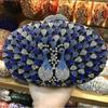 White Diamond Blue Purse For Lady Crystal Evening Clutch Bag 100% Handmade Rhinestone Women Party Mini Minaudiere Bag