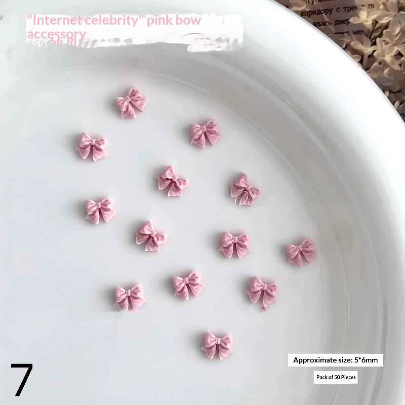 50Pcs Light Pink Bowknot Nail Charms 3D Resin Ribbon Bow Nail Art Decoration Mini Kawaii Bow Tie Manicure Supplies Diy