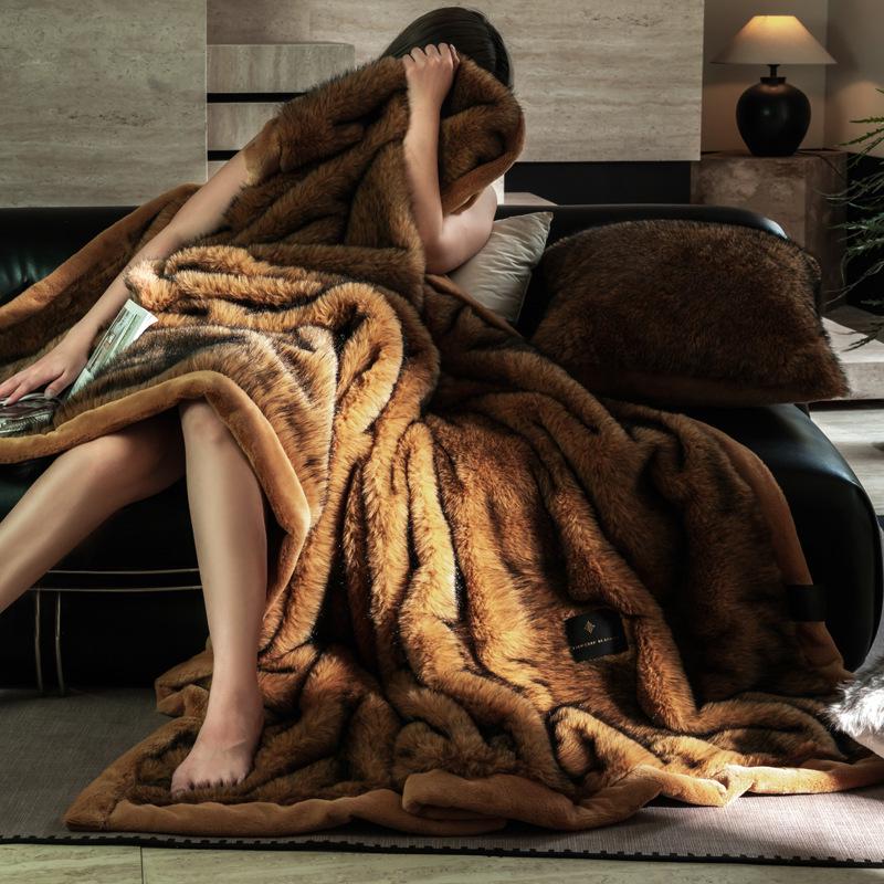 Luxus-Kunstfuchs-Raschel-Decke - Verdickte Winter-Sofa- & Klimaanlagen-Abdeckung