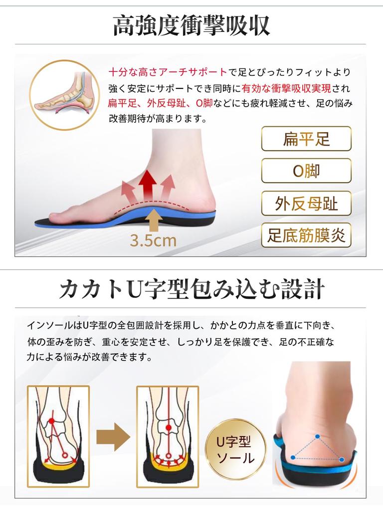 Insoles by a Physical Therapist Shock Absorption Arch Support Shock for Standing 5 Sizes Available [Supervised / 4-Layer Structure] Absorption, Work,