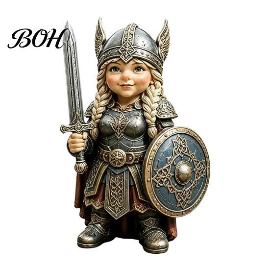 Stable Base Desk Sculptures Viking Gnome Warrior Figurine, Resin Nordic Dwarf Statue, Decorative Weather Resistant Yard Decorations Soldier