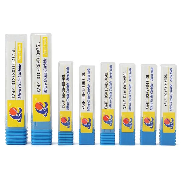 8 stk 4 skjær karbid pinnefres sett rett skaft wolframstål freseverktøy CNC 2-12mm