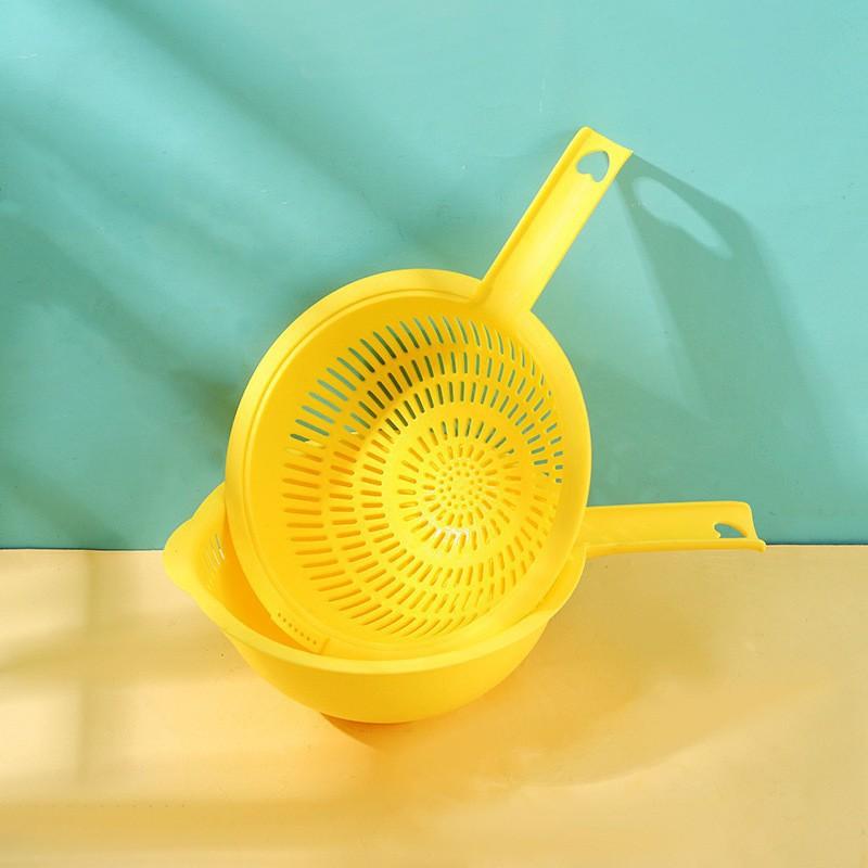 Double Layer Drain Basket with Handle Thickened Plastic Kitchen Vegetable Washing Basin Rice Cleaning Fruit And Vegetable Storag