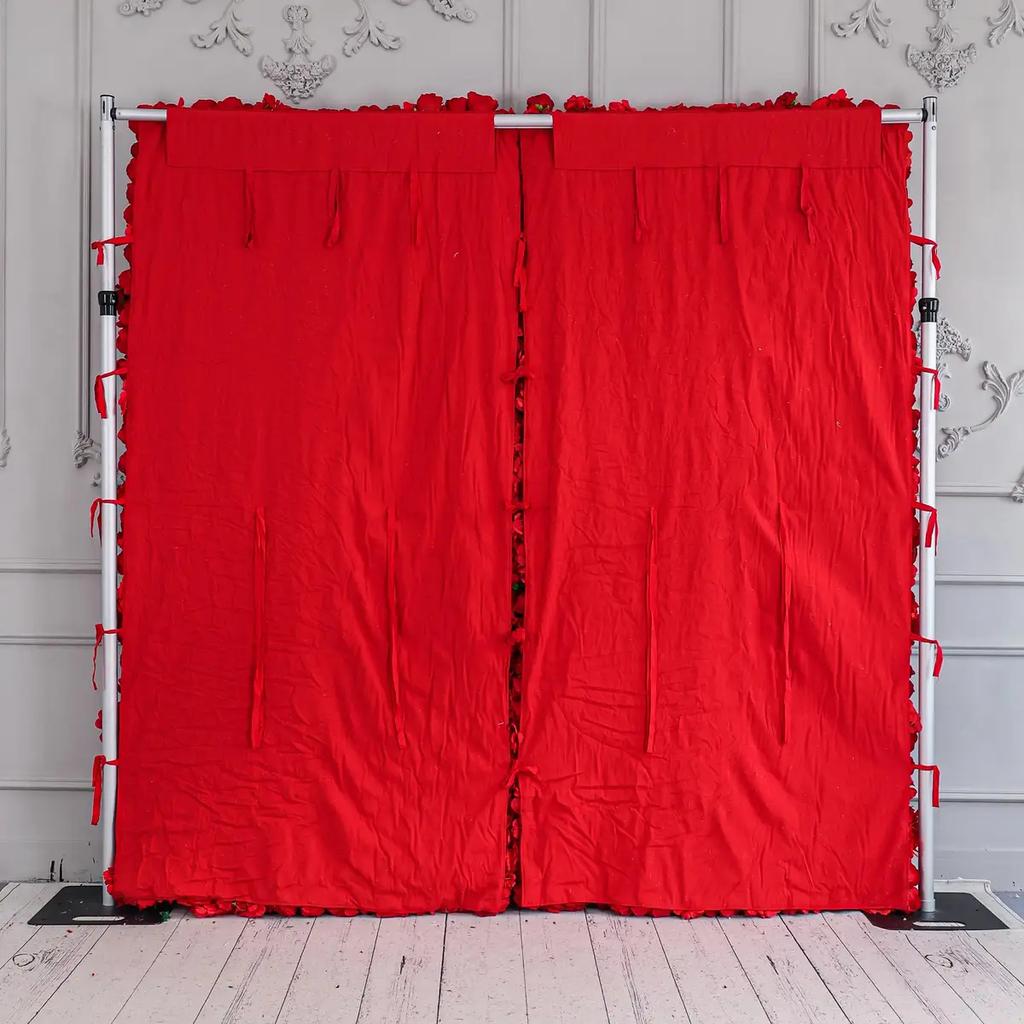 3D Classic Red Flower Wall Burgundy Artificial Rose Fabric Floral Wall Outdoor Party Wedding Backdrop Decor Window Display