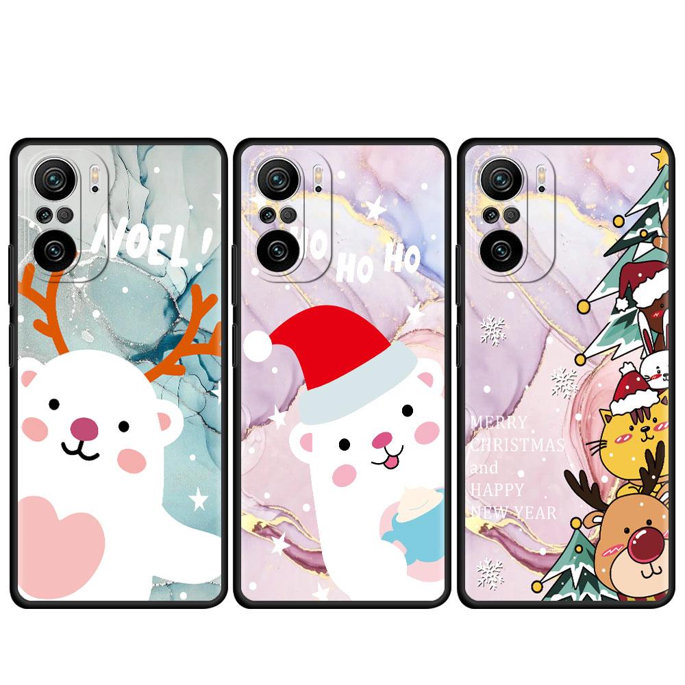 Marble Cute Santa Snowman Case For Xiaomi Redmi Note 11 10 9 Pro K40 10S 9S 9A 9C Phone Cover 9T 8 8T 7 11T Silicone Shell