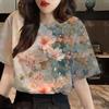 3D printed women's T-shirt, Korean style short sleeved shirt, fashionable, casual and versatile