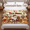 Christmas Theme Soft Blanket Personalized Custom Name Text Print Warm Blanket Home Sofa Bedroom Decor