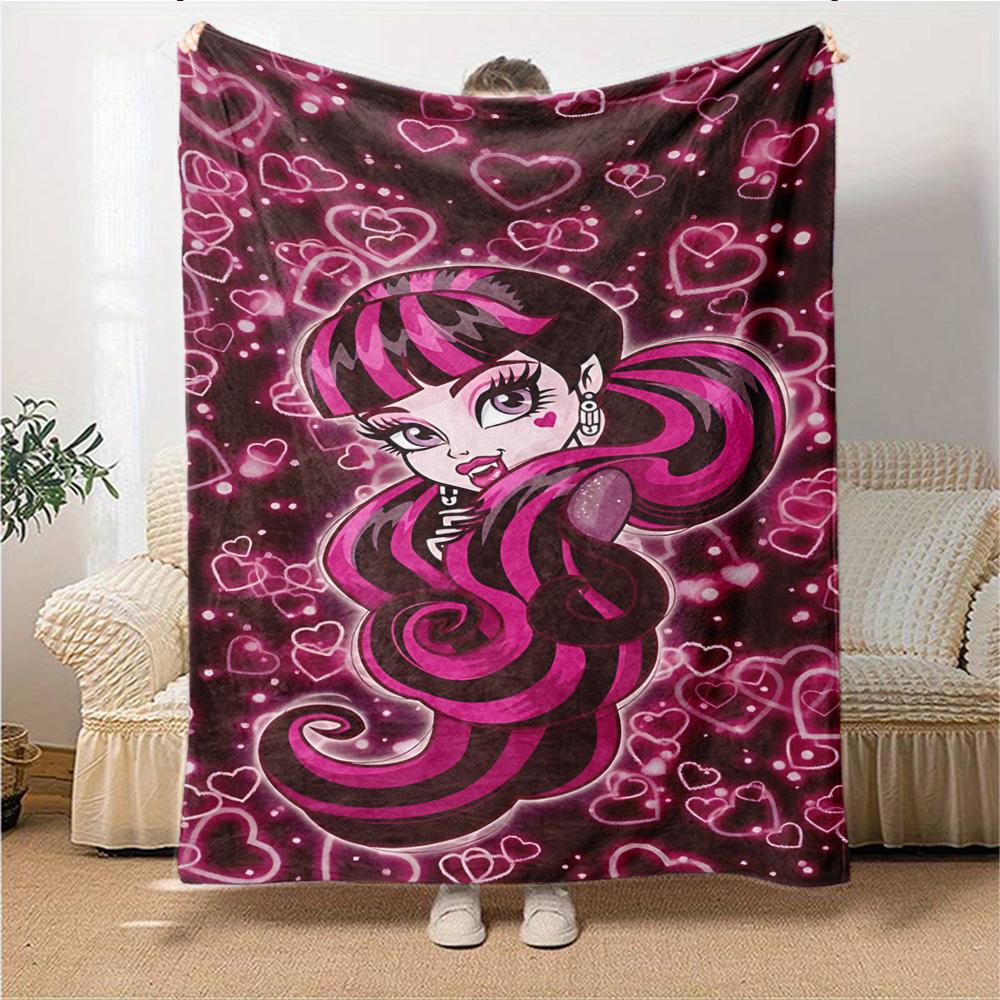 1Pc Monster High Starry Night Blanket For Couch Bed Plush Cozy Fuzzy Blanket Super Soft Warm Blankets For Fall And Winter 091828