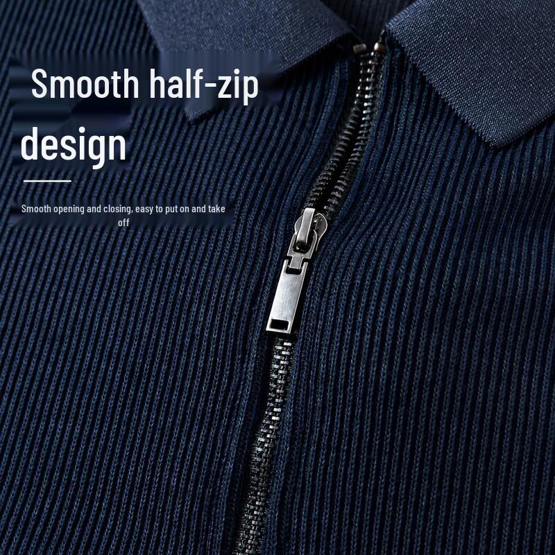 FIRS Men's Knitted Elastic Long Sleeve Polo Shirt