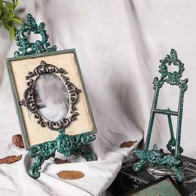 Easel Display Stand Frame Holder Multifunctional Storage Organizer Blue Iron Ornament for Cupboard