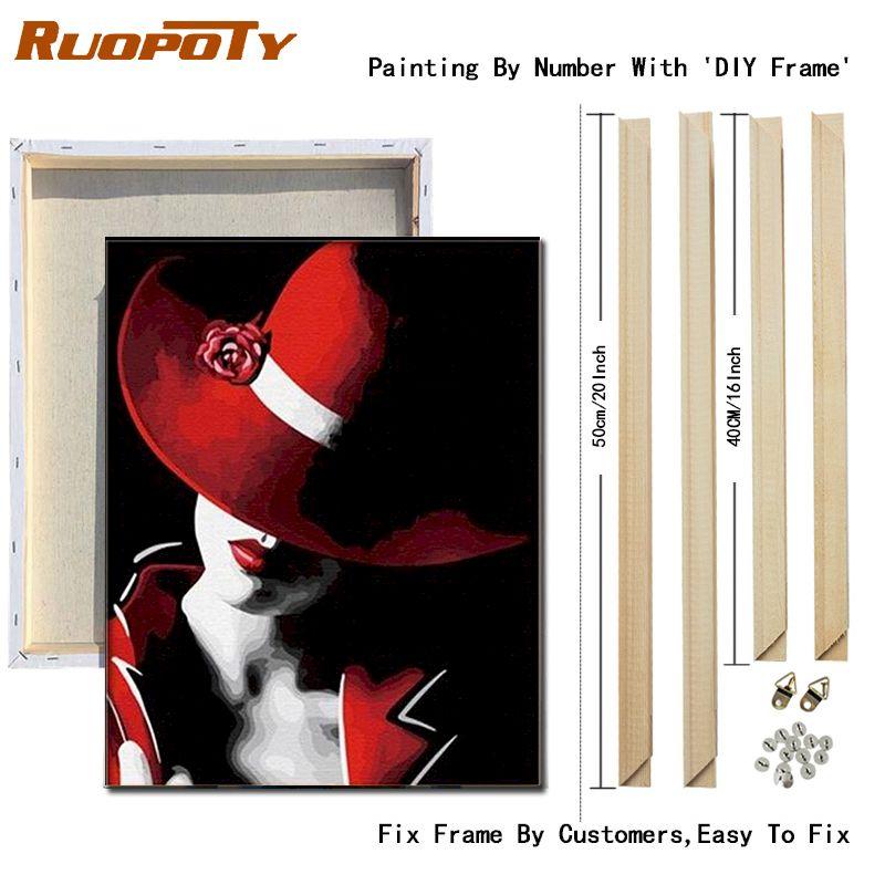 RUOPOTY Modern Women Painting By Numbers Kits For Adults Hand Painted Figure Picture Canvas Painting For Home Decoration 40x50cm