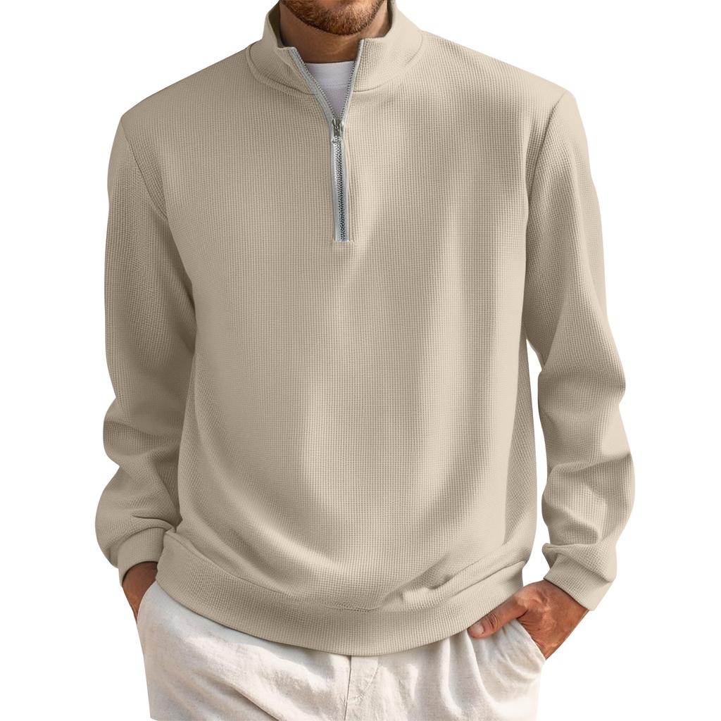Pánský krátký pulovr na zip s rolákem a dlouhým rukávem