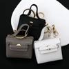 Fashion Mini Headphone Bag Solid Color Square Bag Hanging Keychain Leather Bag Charms for Women Cute Elegant Pendant Coin Purse