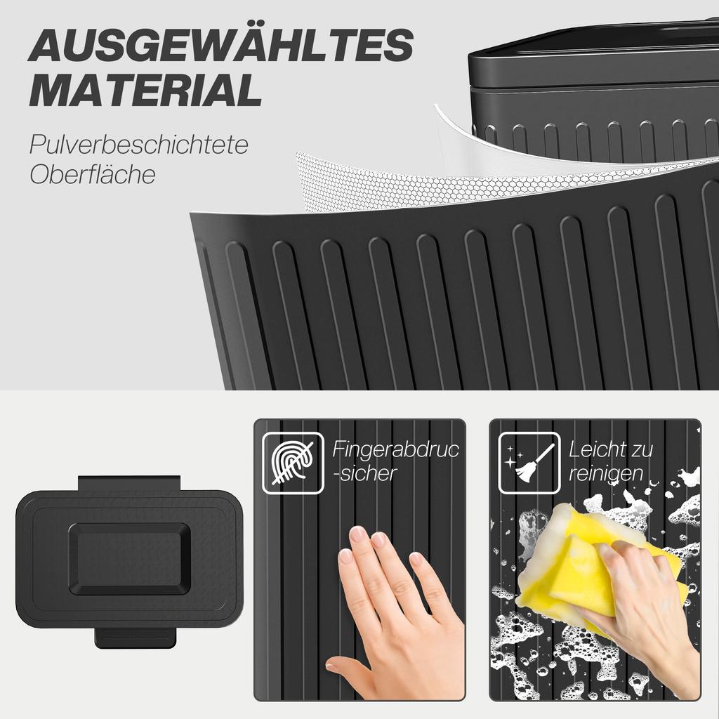 40L Dual Compartment Rubbish Bin, with Soft-Close Lid - Black