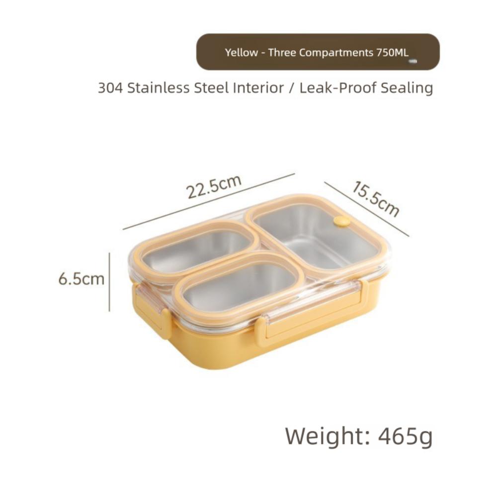 Rectangle Stainless Steel Bento Box 2/3/4 Gird Divided Lunch Box Leakproof Sealed Food Container Adult