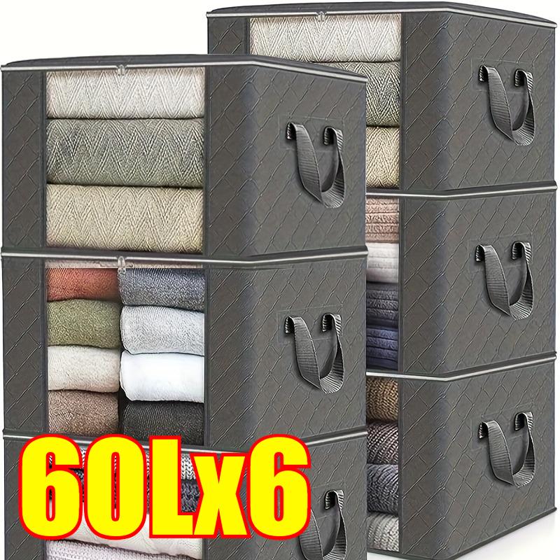 30/60/90L Large Capacity Clothes Storage Bag Organizer with Reinforced Handle for Blanket Comforters Bed Sheets Pillows Toy