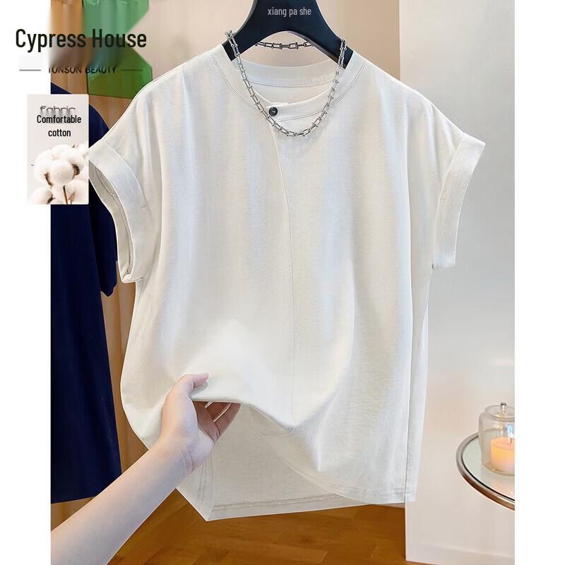 Sibaishe Women s Cotton Linen Blend Round Neck T-Shirt S