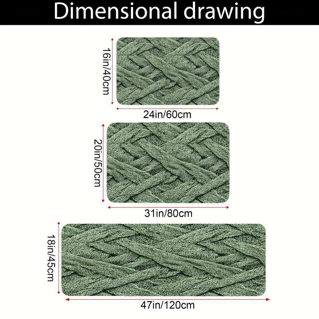 Olive Green Textured Bath Mat, Soft Flannel Non-Slip Rug, Printed  Pattern for Bathroom, Living Room, Kitchen, Modern Home Decor