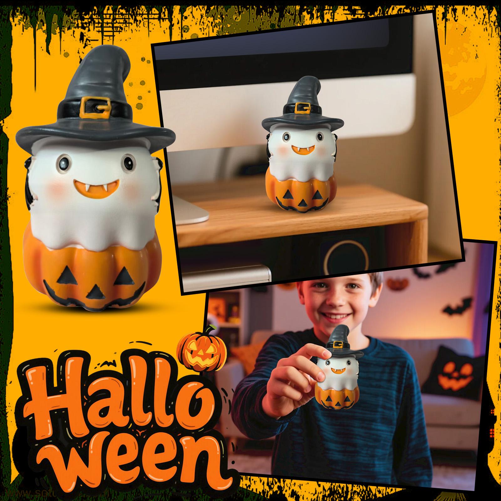 

Cute & Pumpkin Resin Decor Set - Adorable Halloween Tabletop Display For Home And Party Decorating One Size