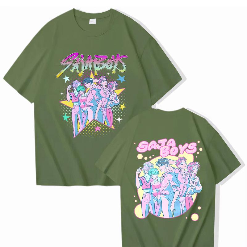 KPop Demon Hunters Printed T-shirt Casual Round Neck Top Short Sleeved Shirt 5989