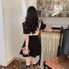 Color Block Polo Neck Slimming Dress with Waist-cinching Zipper and Slit for Women - Summer Collection
