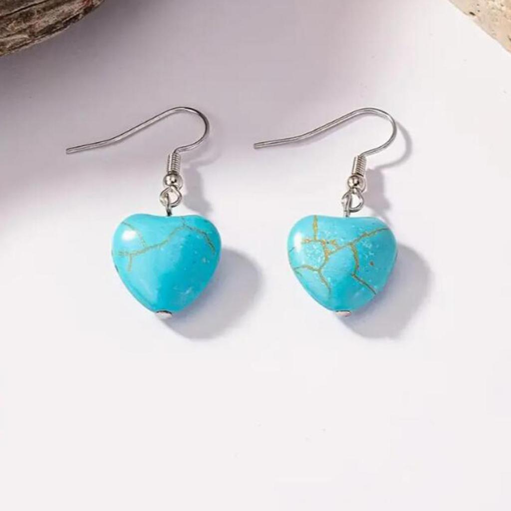 Personality Retro Turquoise Earrings Necklace Set for Women Ethnic Style Adjustable Pendant Earring Accessories Fashion Jewelry