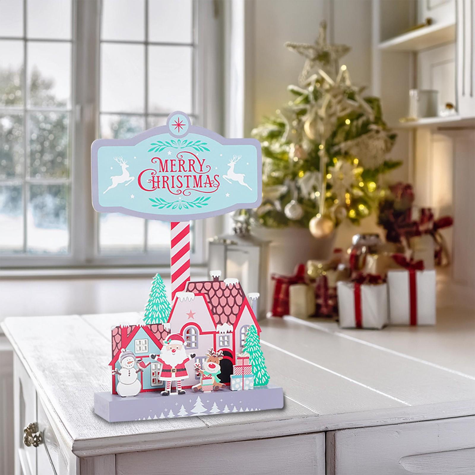 

Рождественское деревянное украшение для домашнего стола, Санта, снеговик, лось, гном, праздничное украшение для атмосферы One Size