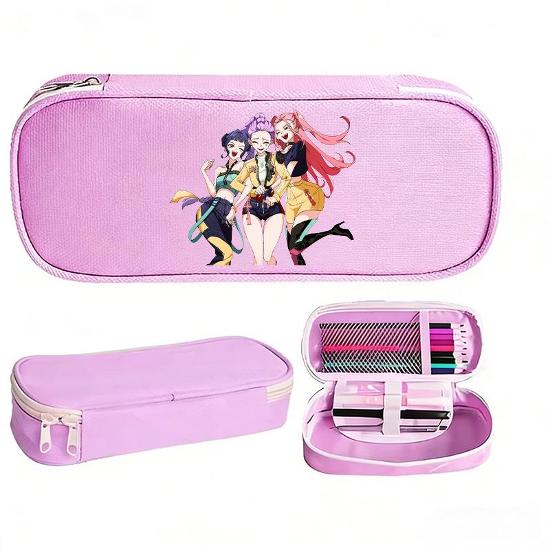 K-pop Demon Hunter Girl Group Pencil Case - Korean Style, Multifunctional Oxford Cloth Stationery Box for Students.