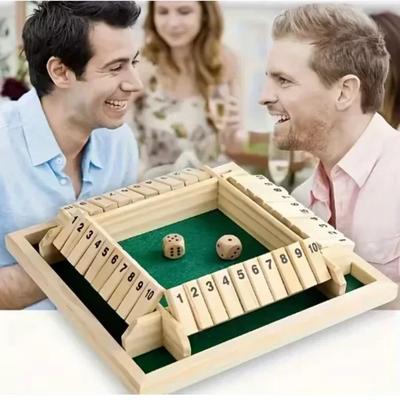 Developing Intelligent Wooden Number Game Shut The Box Four-Sided Flip Card Game  Entertainment Toy