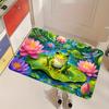 1pc, 2D Flat Printing, Summer Lotus Pond Frog Dragonfly Welcome Mat, Kitchen Dining Room Decor, Indoor Outdoor Home Party Decoration
