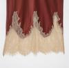 Women's European & American Color Block Lace Trim Silk Satin Skirt