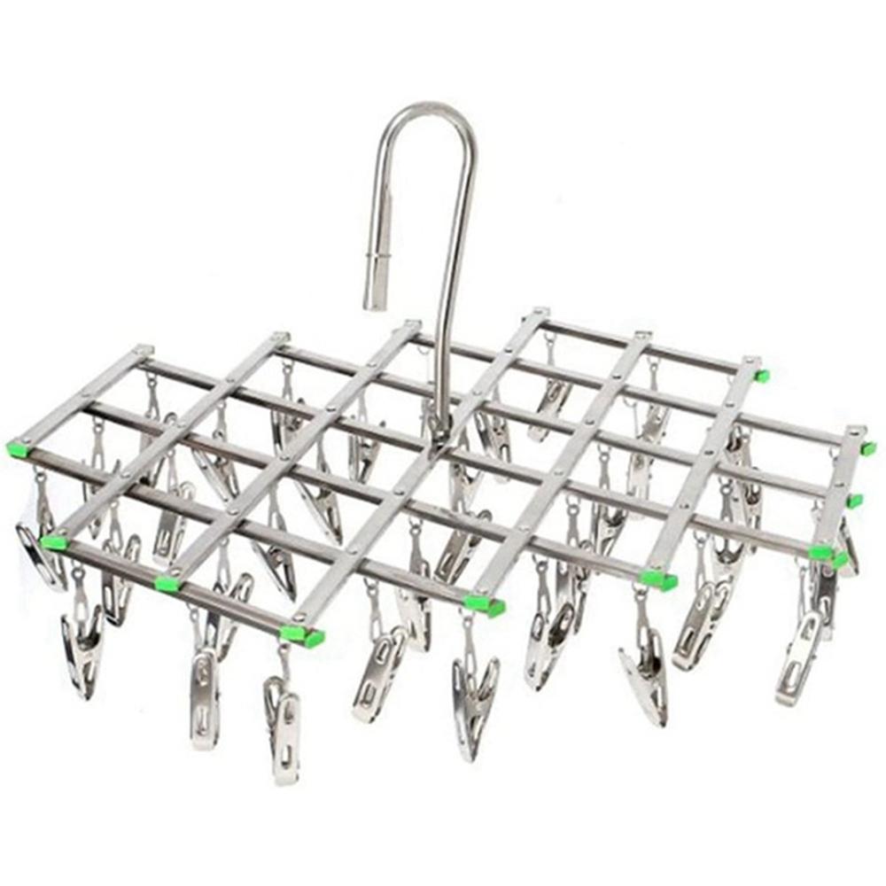 35 Pegs Draining Stainless Steel Rack Clothes Hanger Underwear Hooks Clothes Airer Dryer Socks Clip