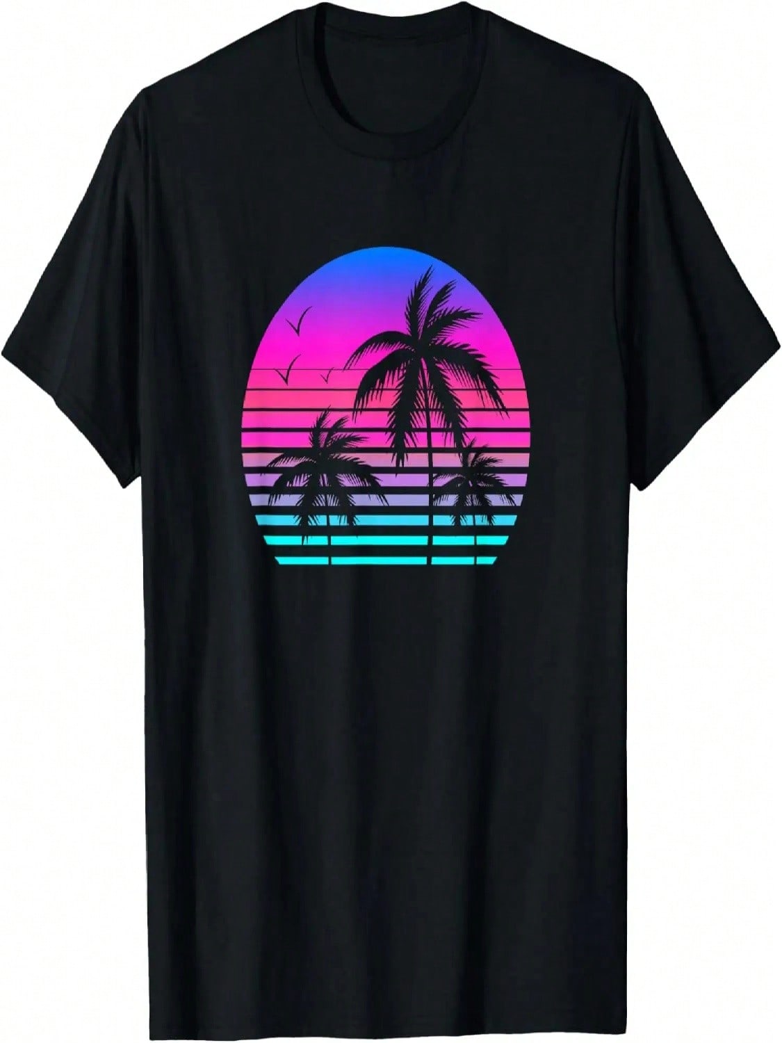 Sunset Palm Tree Cool Summer Vacation Style Vaporwave T-Shirt S разноцветный