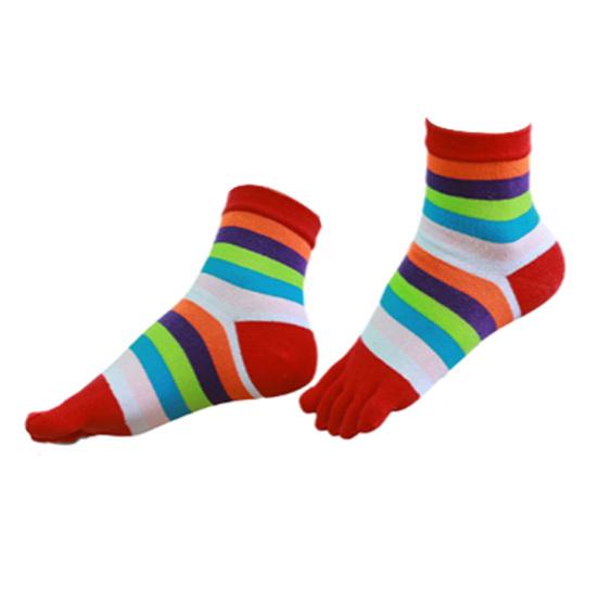 

1 Pair Women Colorful Striped Toe Socks Breathable Arch Support Mid-calf Socks Non-slip Moisture Wicking Compression Socks красный